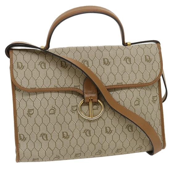 DIOR Honeycomb Canvas Hand Bag Leather Beige - Picture 1 of 16
